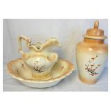 Vintage Arnels Ironstone Pitcher & Basin Set plus a Ginger Jar