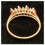 14Kt Gold Ring with Genuine Stones Size 6