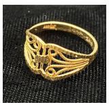 18 Kt Gold Filigree Ring Size 7