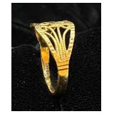 18 Kt Gold Filigree Ring Size 7