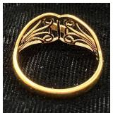 18 Kt Gold Filigree Ring Size 7