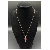 Two 18kt Gold Over Sterling Silver Necklaces with Rubies and Emeralds