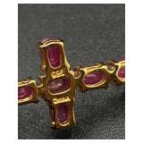 Two 18kt Gold Over Sterling Silver Necklaces with Rubies and Emeralds