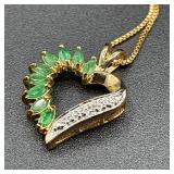 Two 18kt Gold Over Sterling Silver Necklaces with Rubies and Emeralds