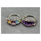 Two Sterling Silver Cocktail Rings