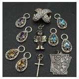 Collection of 10 Sterling Silver .925 Pendants
