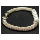Honora Cultured Freshwater Pearl Sterling Silver Mesh Bracelet