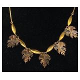 Two 585 Gold = 14kt Gold Leaves 15" Necklaces