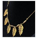Two 585 Gold = 14kt Gold Leaves 15" Necklaces