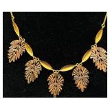 Two 585 Gold = 14kt Gold Leaves 15" Necklaces