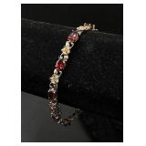 Sterling Silver 8.2 ct Mozambique Garnet Rose 7.5" Bracelet