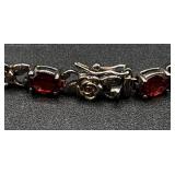 Sterling Silver 8.2 ct Mozambique Garnet Rose 7.5" Bracelet