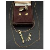 14K Gold Assortment of Earrings, Necklaces, Pendant and Cuff Link