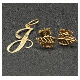 14K Gold Assortment of Earrings, Necklaces, Pendant and Cuff Link