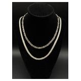 Sterling Silver .925 Italy Herringbone Chain 20"  and Mariner Link 16" Chain Necklaces