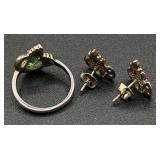 Black Hills Gold Earrings & Ring plus 3 Sterling Silver Pins