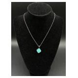 Sterling Silver Necklace with Turquoise and Sterling Silver Earrings