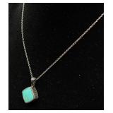 Sterling Silver Necklace with Turquoise and Sterling Silver Earrings