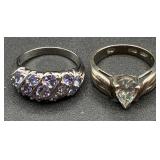 Collection of 6 Sterling Silver .925 Rings Size 7