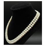 Vintage IWI Double Strand Pearl Necklace 14K Gold Clasp and Pearl Bracelet