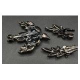 Vintage Black and Gold Tone Necklaces, Bracelets, Earrings and Brooch