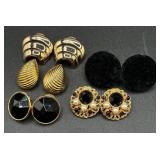 Vintage Black and Gold Tone Necklaces, Bracelets, Earrings and Brooch