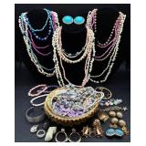 Abalone Shell Trinket Dish and Coastal Jewelry Bundle