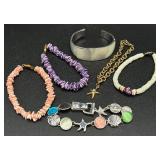 Abalone Shell Trinket Dish and Coastal Jewelry Bundle