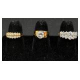 14 Gold Tone Rings - Sizes 5.5-8.5