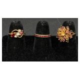 14 Gold Tone Rings - Sizes 5.5-8.5