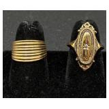 14 Gold Tone Rings - Sizes 5.5-8.5