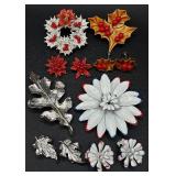 Assortment of Vintage Floral Brooches, Earrings, Necklaces, and Bracelets