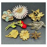 Assortment of Vintage Floral Brooches, Earrings, Necklaces, and Bracelets