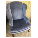 Pair of Pembrook Chair Co. Blue Velvet Wingback Chairs