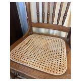 Set of Four Vintage Oak Pressed Back Dining Chairs with Cane Seats