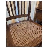 Set of Four Vintage Oak Pressed Back Dining Chairs with Cane Seats