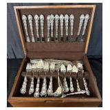 1847 Rogers Bros Adoration and Community Onieda 1969 Modern Baroque Silverplate Dinnerware Sets with storage case