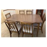 Mid Century Modern Dining Table with 6 Chairs and Leaf