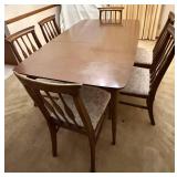 Mid Century Modern Dining Table with 6 Chairs and Leaf