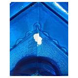 Beautiful Blue Collection - Blenko Cabbage Leaf Bowl, Godinger 2 Tier Bowl Stand, Jeanette Pedestal Covered Dish, Murano Style Fish Bowl and Cobalt Blue Jar