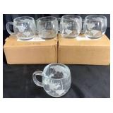 Vintage Nestle Nescafe Etched Clear Glass World Globe Mugs - Set of 9