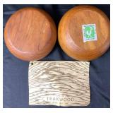 Set of 8 Vintage Good-Wood 6" Teak Bowls from Thailand & Monkeypod Tray Philippines