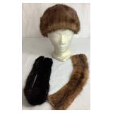 Vintage Fredrick Nelson Seattle Fur Pillbox Hat and 2 Collars