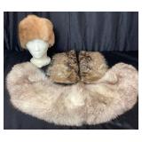 Vintage Fur Hat, Collar and Cuffs