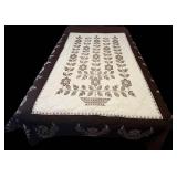 Handmade Full Size Cream and Brown Cross Stitch Flower Quilt