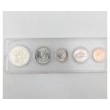 1964 5 coin date set in plastic holder