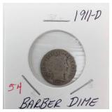 1911-D Barber Dime