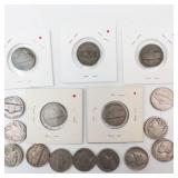 3) silver war nickels plus assortment of common Buffalo and  early Jefferson nickels