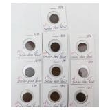 10  different date Indian Head Cents 1892-1908