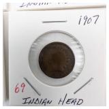 10  different date Indian Head Cents 1892-1908